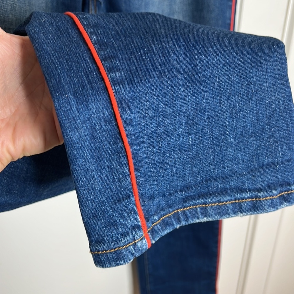 🕶️Anthropologie Pilcro relaxed straight/red piped accent denim jeans 30 - Picture 10 of 10